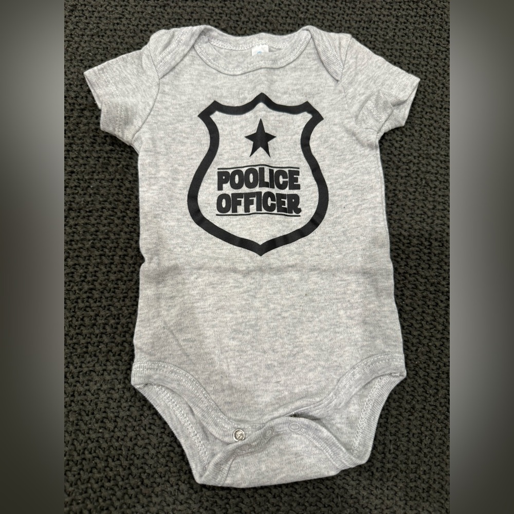 “Poolice Officer” onesie. Size newborn.
